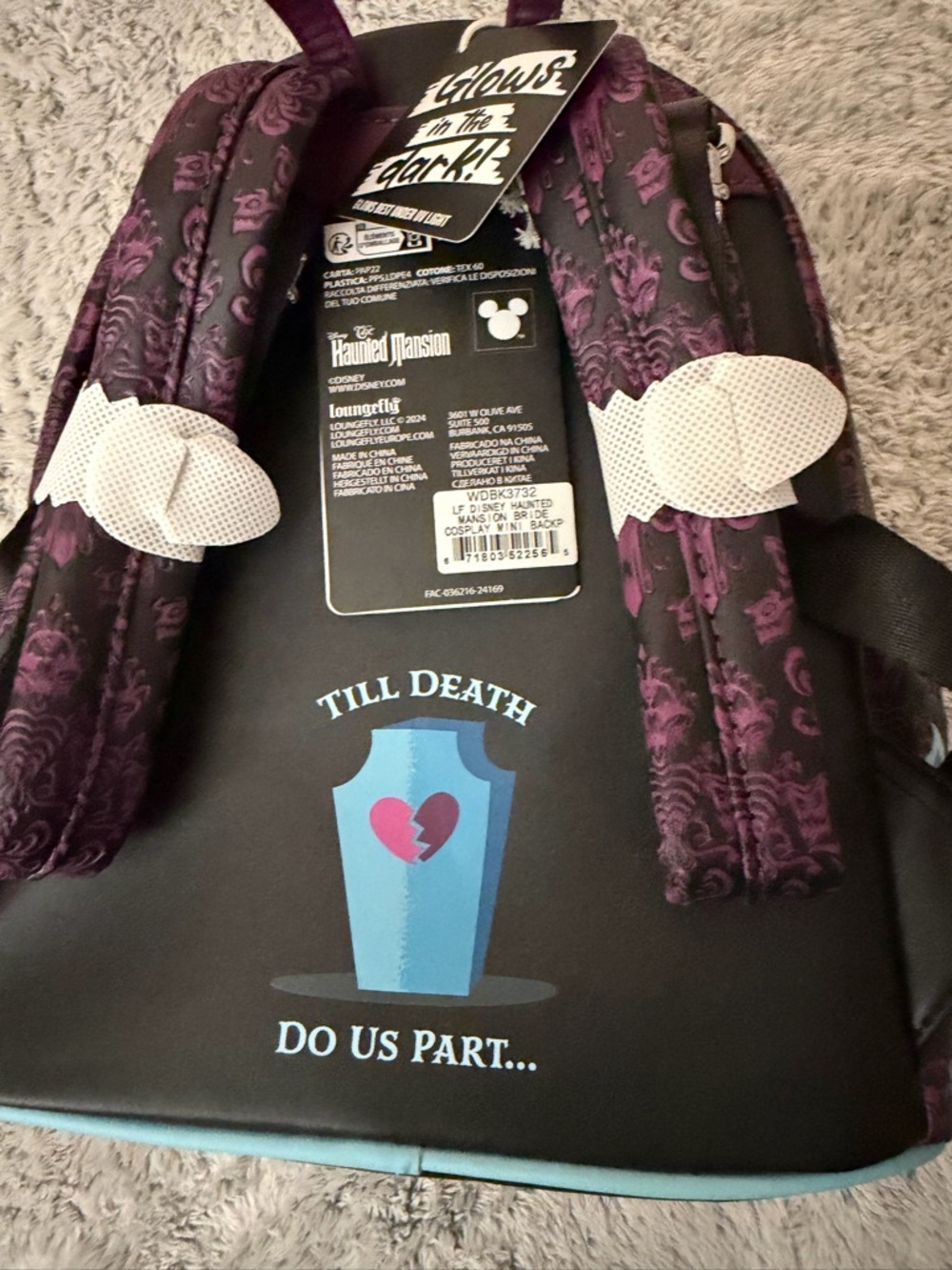 Retired Loungefly Disney Haunted Mansion Mini Backpack Glow in the Dark - Picture 3 of 14
